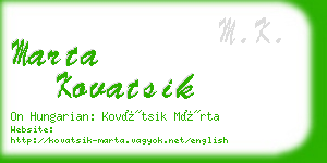 marta kovatsik business card